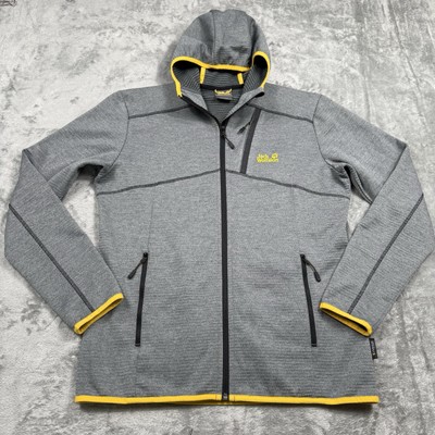 Jack Wolfskin Dynamic Men's Large Hooded Jacket Full Zip 3 Zipped Pockets Grey