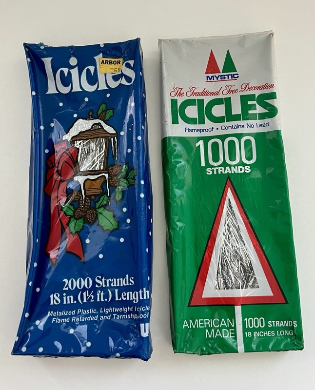 VTG. RETO Christmas Tree Silver Tinsel Icicles 2 Boxes Sealed Unopened 18"Length