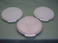 Tupperware 3 Divided Serving Plates with 3 Compartments Each, including Lids
