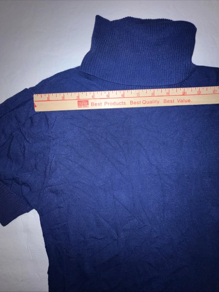 Suéter Kensie Cuello Alto Para Mujer Grande Manga Corta Azul Real Elastizado Suave Foto 2 de 4