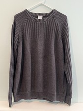 Columbia Men  s Gray Ribbed Crewneck Cotton Sweater, Size XL