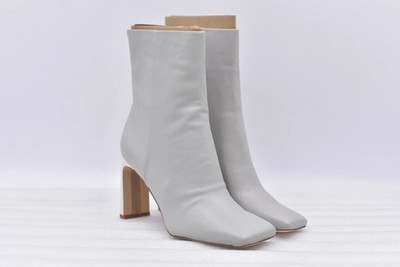 Women's Sam Edelman Anika Leather Square Toe Boots in Pebble Grey Size 8.5