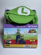 Baby Super Mario Bros. Luigi Jumpsuit Costume 6-12 Months NEW
