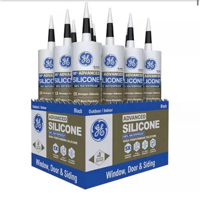 Case Of GE Advanced 10.1 Oz Black Exterior/Interior Silicone Sealant