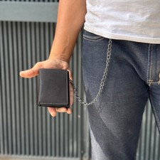 Men's Genuine Leather Biker Wallet RFID Chain Long Trucker Wallet Christmas Gift