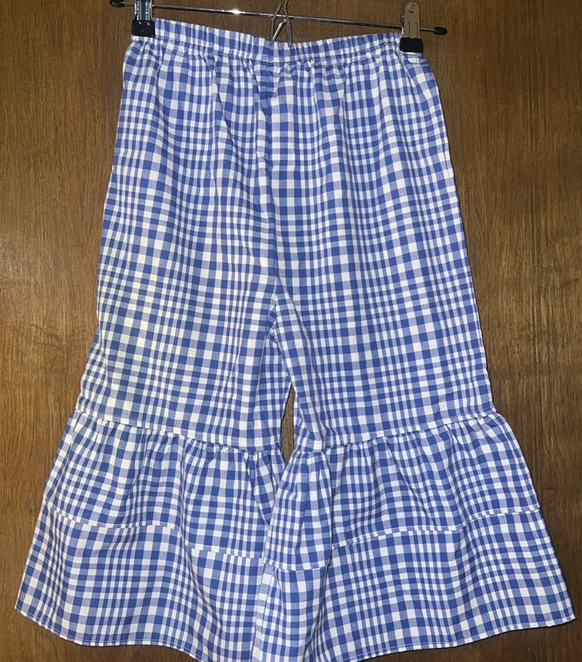 Vintage KELLY'S KIDS blue/white ruffle capri pants 10/12 (A3) - Image 2 of 4