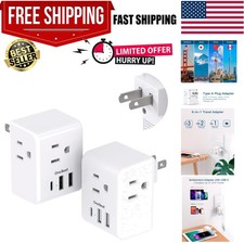 2 Pack to Japan Plug Adapter, 2 Prong to 3 Prong Outlet Adapter with 3 AC Ou...