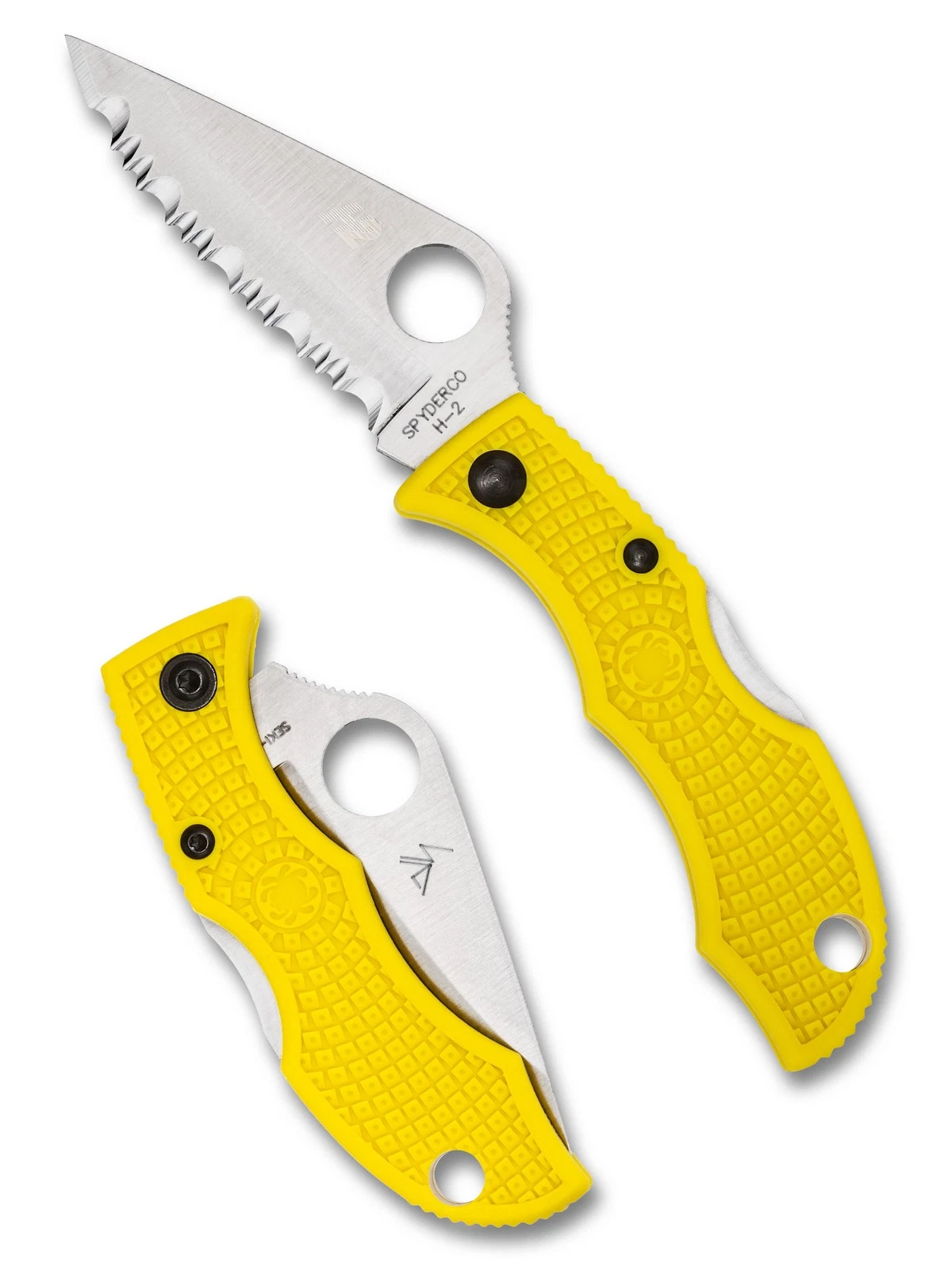 Spyderco Ladybug 3 Salt Folding Knife 1.938" Serrated H-2 Blade Yellow FRN LYLS3