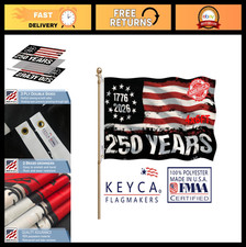 250th Anniversary Flag 4x6 FT Heavy Duty Double-Sided Black 1776-2026 USA Made,