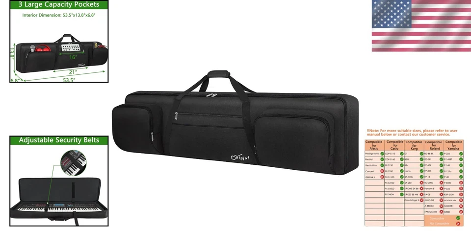 Multi-Functional 88-Key Keyboard Bag with Security Straps - Travel Effortlessly - Image 2 of 4