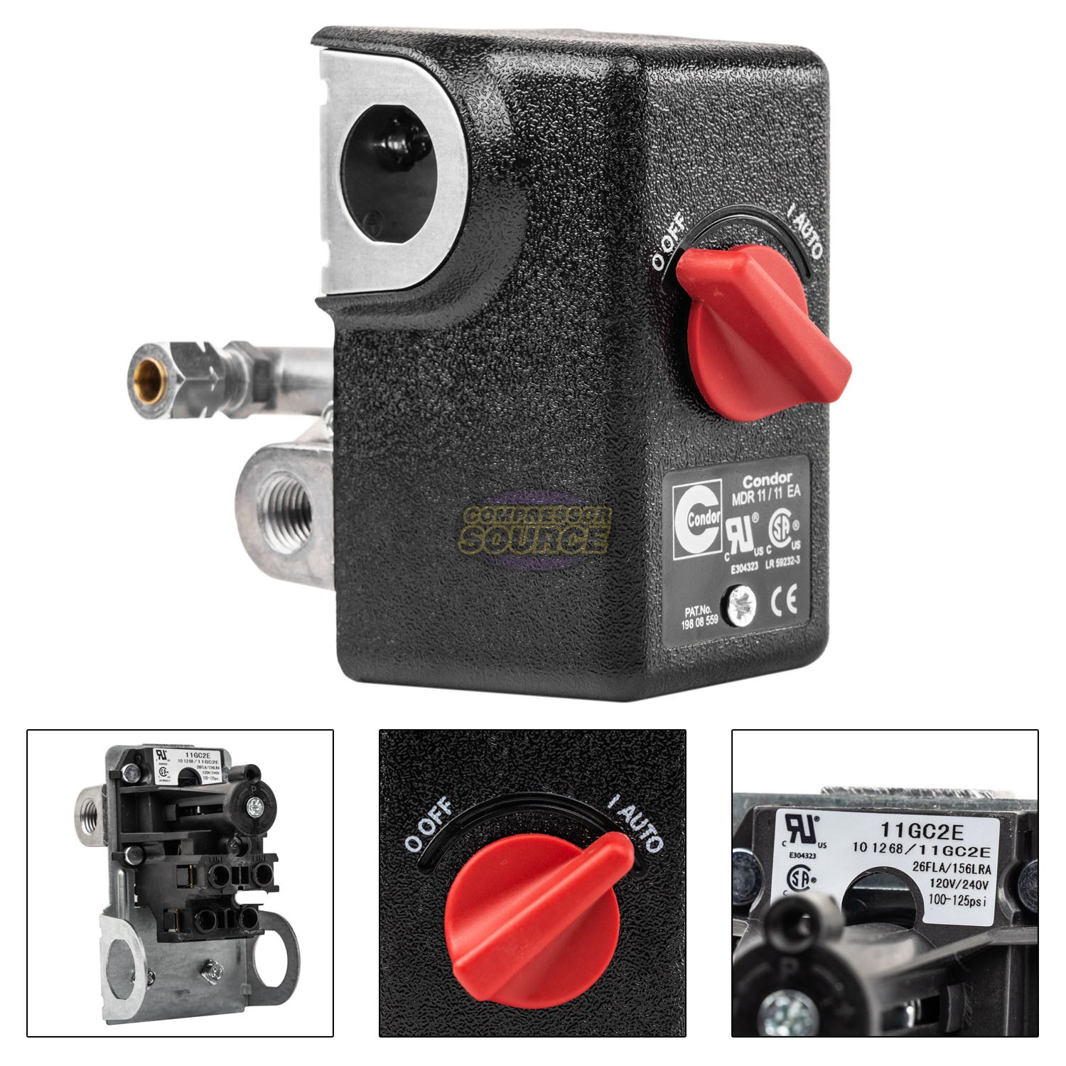 Condor 11GC2E Pressure Switch Control Valve 100-125PSI 4 Port 1/4" FNPT MDR11/11