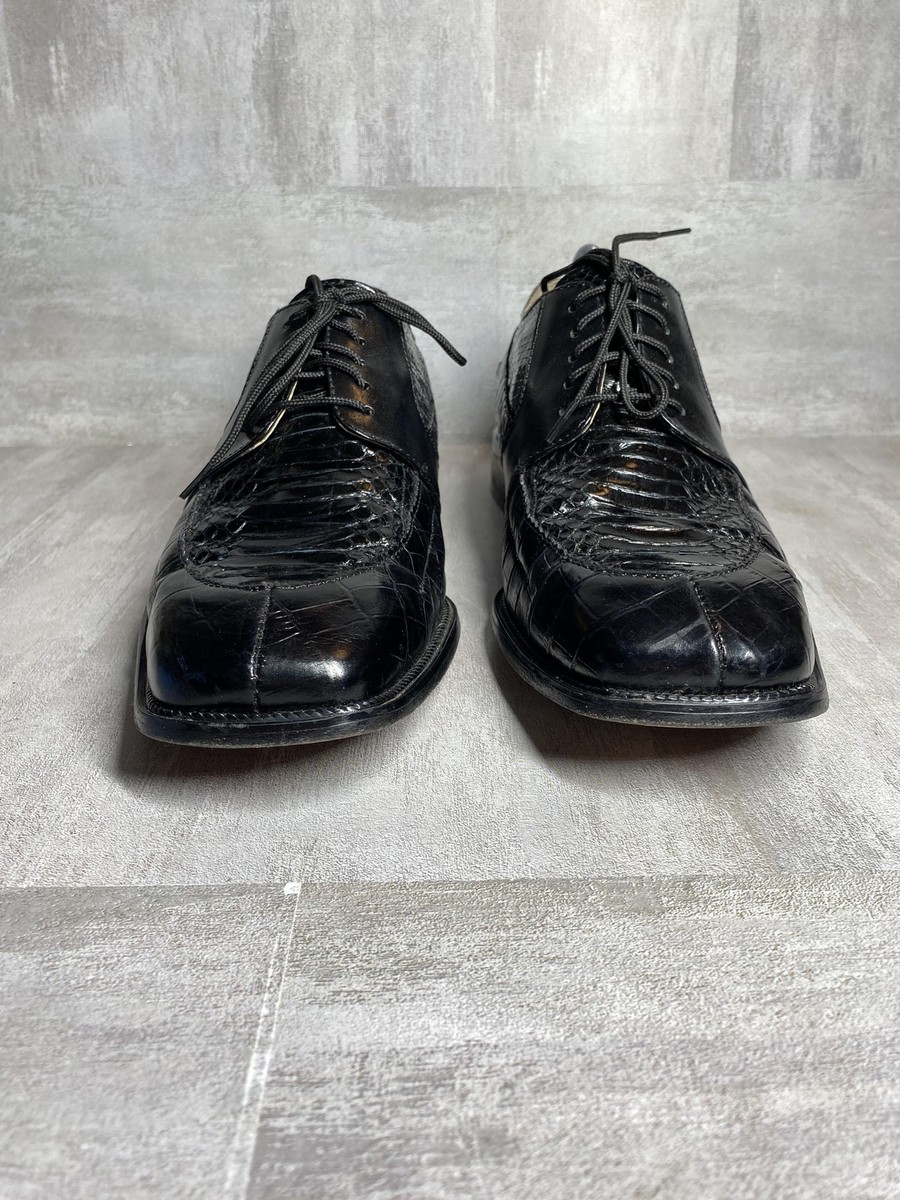 STACY ADAMS MENS BLACK LEATHER SNAKESKIN OXFORD-11.5M Stacy Adams Shoes Mens Size 11.5 D Genuine Snake Leather  main image 2