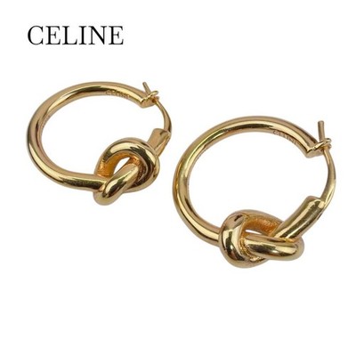 CELINE Earrings Hoop Knot Small Gold Current