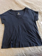 C C California Women’s V-Neck Blue T-Shirt NWT  Casual Minimalist Loungewear
