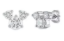 .925 Sterling Silver Mickey Mouse Earrings Stud Disney Park Crystals   Gift Box