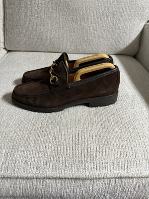 Gucci Horsebit Loafers Brown Suede Lug Sole Men