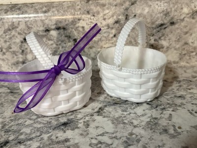 Vintage Mini Plastic Individual Party Favor Nut Candy Easter Baskets w Handle 2