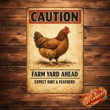Beware of Chicken Funny Farm Warning Sign 8x12 Vintage Tin Metal Decor