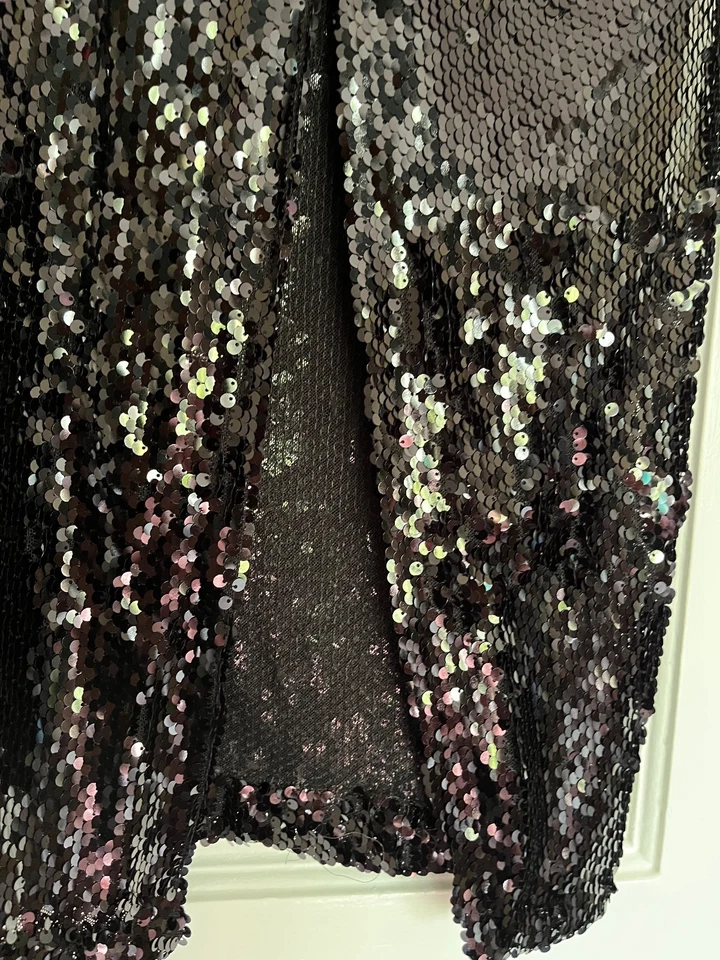 ZARA NWT Cost £29.95 Black Sequin Front Split Long Skirt SZ XS (SZ 10) - Image 3 of 4