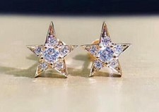 Delicate 2Ct Round Lab-Created Diamond Star Stud Earrings 14K Yellow Gold Finish