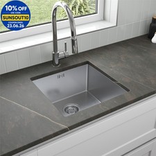 Kitchen Sink Undermount Stainless Steel Large Square Single Bowl Strainer Waste