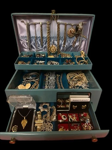 Vintage Estate Costume Jewelry Lot MCM 60s 70s Retro Gold Silver Tone Faux Pearl