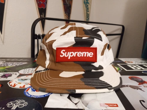Casquette de camp camouflage suprême blanche/marron FW16