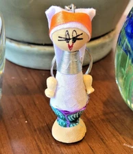 Thailand Padaung "Long Neck" Karen Hill Tribe Mini Doll Keychain Pink