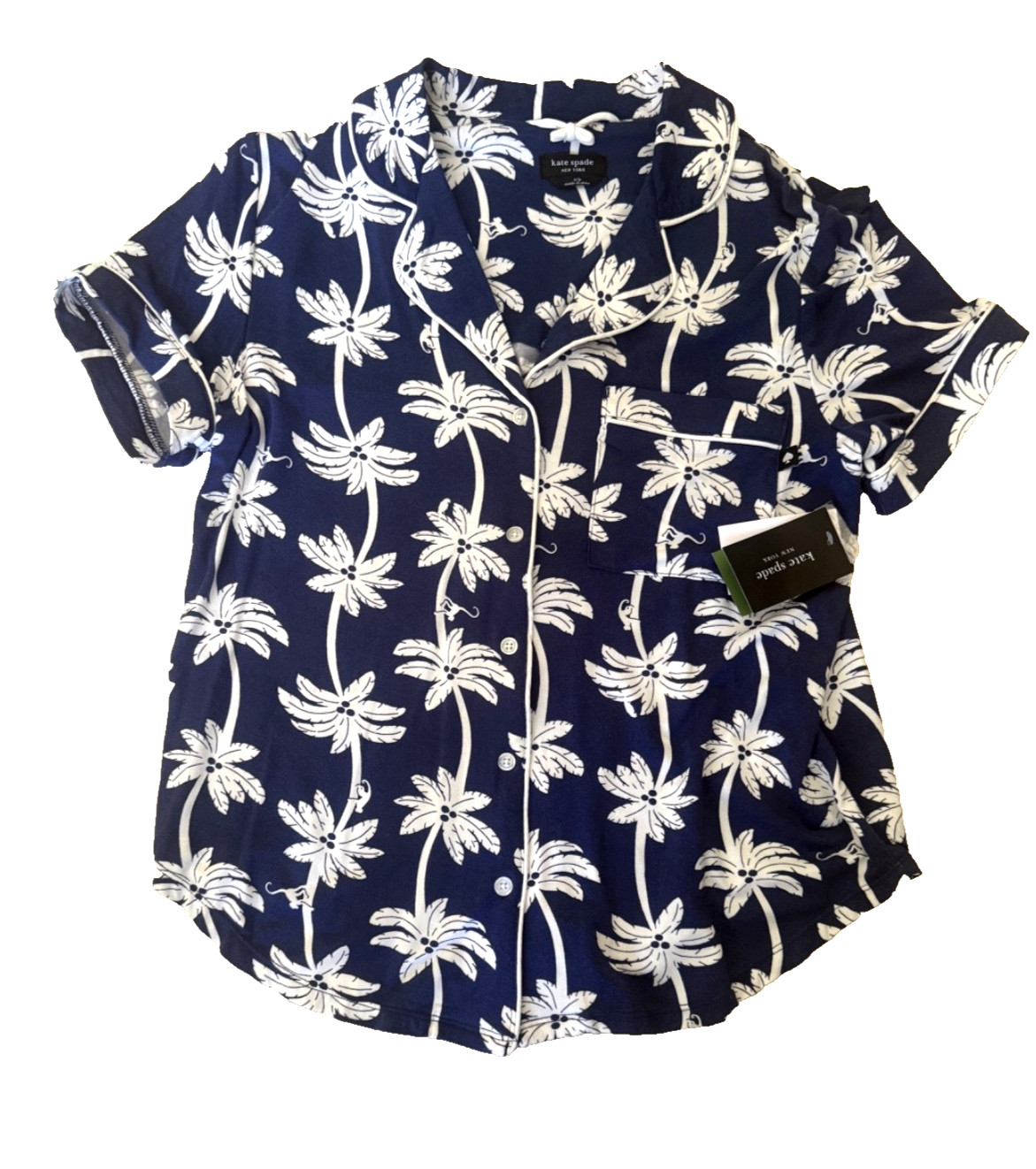 NWT Kate Spade New York Palm Printed Short Sleeve Knit Shorty Pajama Set S thumbnail 5