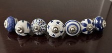Drawer Knobs Set Of 7 Pcs Multi Color Round Shaped Hand-Painted Porcelain Pulls