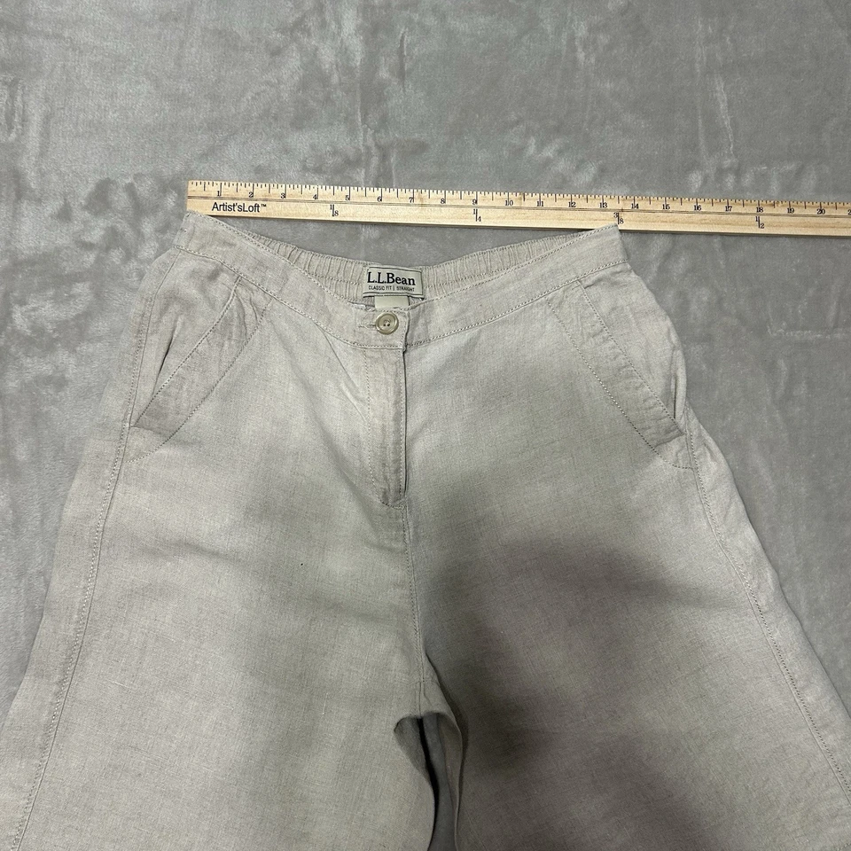 Pantalones Cortos L.L.Bean Bronceado Plisado Lino Para Mujer Talla 8 REG Calce Clásico Recto Foto 4 de 4