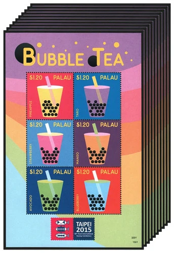 Wholesale Lot 10X PALAU 2015 Stamps Sheet Taipei Stamp Expo - Bubble Tea #W30013