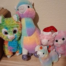 Mixed Lot of Rainbow Plush Stuffed Animals Llamas/Alpacas