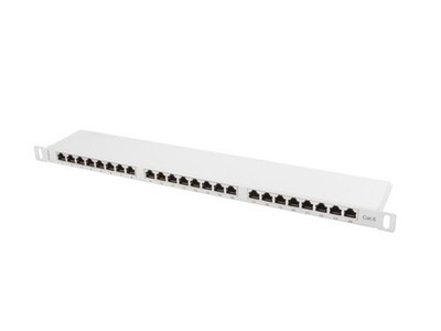 Patchpanel 24 PORT 0,5U Kat.6 geschirmt grau PPS6-0024-S