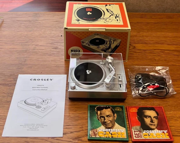 Crosley mini turntable bundle with two mini records