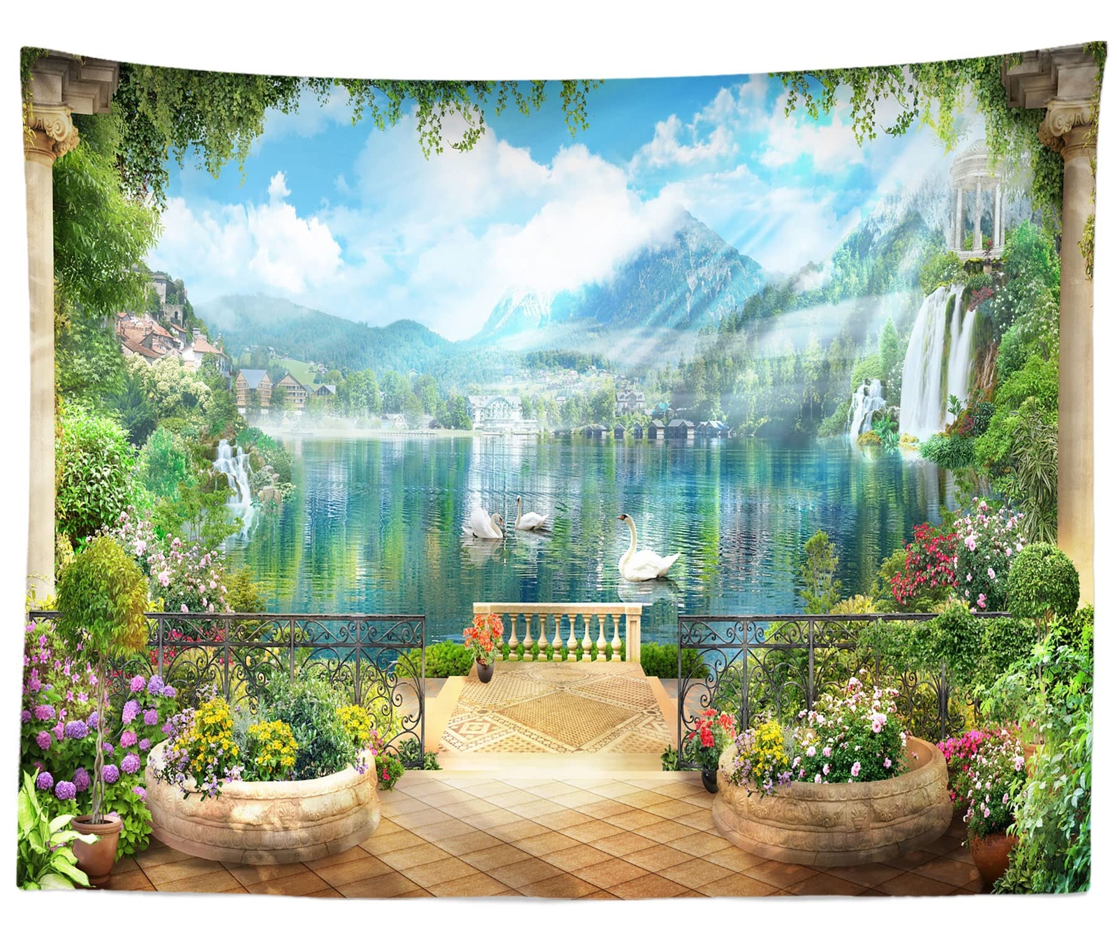 7x5ft Retro Garden Terrace Backdrop Balcony Scenery Photography Background Vi...