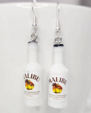 In The Theme Of Malibu Bottles Earrings Handmade Coconut Drink Novelty Earrings.