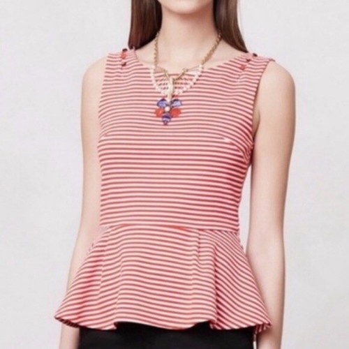 red and white striped peplum top