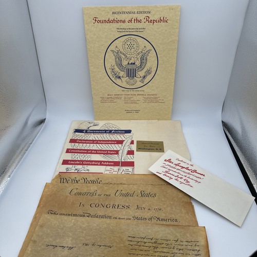 4 Documents of Freedom - Authentic Reproductions on Antiqued Parchment US 1956 +