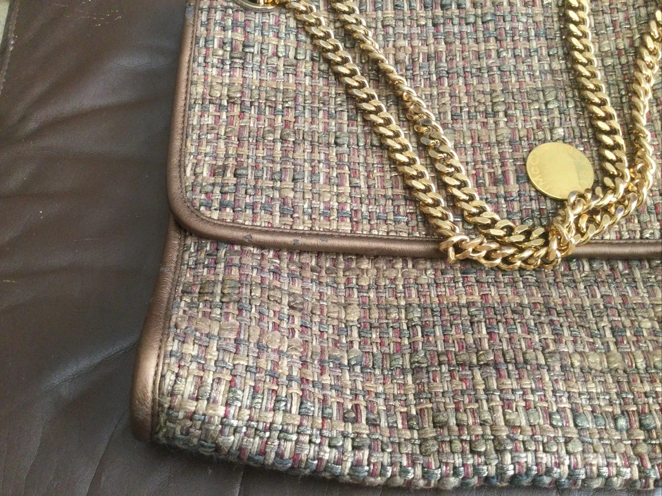 STELLA MCCARTNEY коричневый сплетенный твид Falabella средний клапан наплечная сумка - Изображение 4 из 4