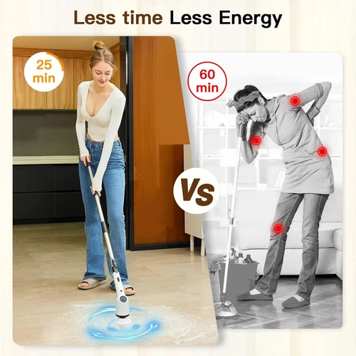 Electric Cleaning Brush Handheld Cleaner Cordless Spin Scrubber Kitchen Bathroom - Bild 6 von 8