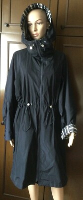Max Mara Woman reversible raincoat, dark blue white size IT 48 DE 44 US 14 GB 16