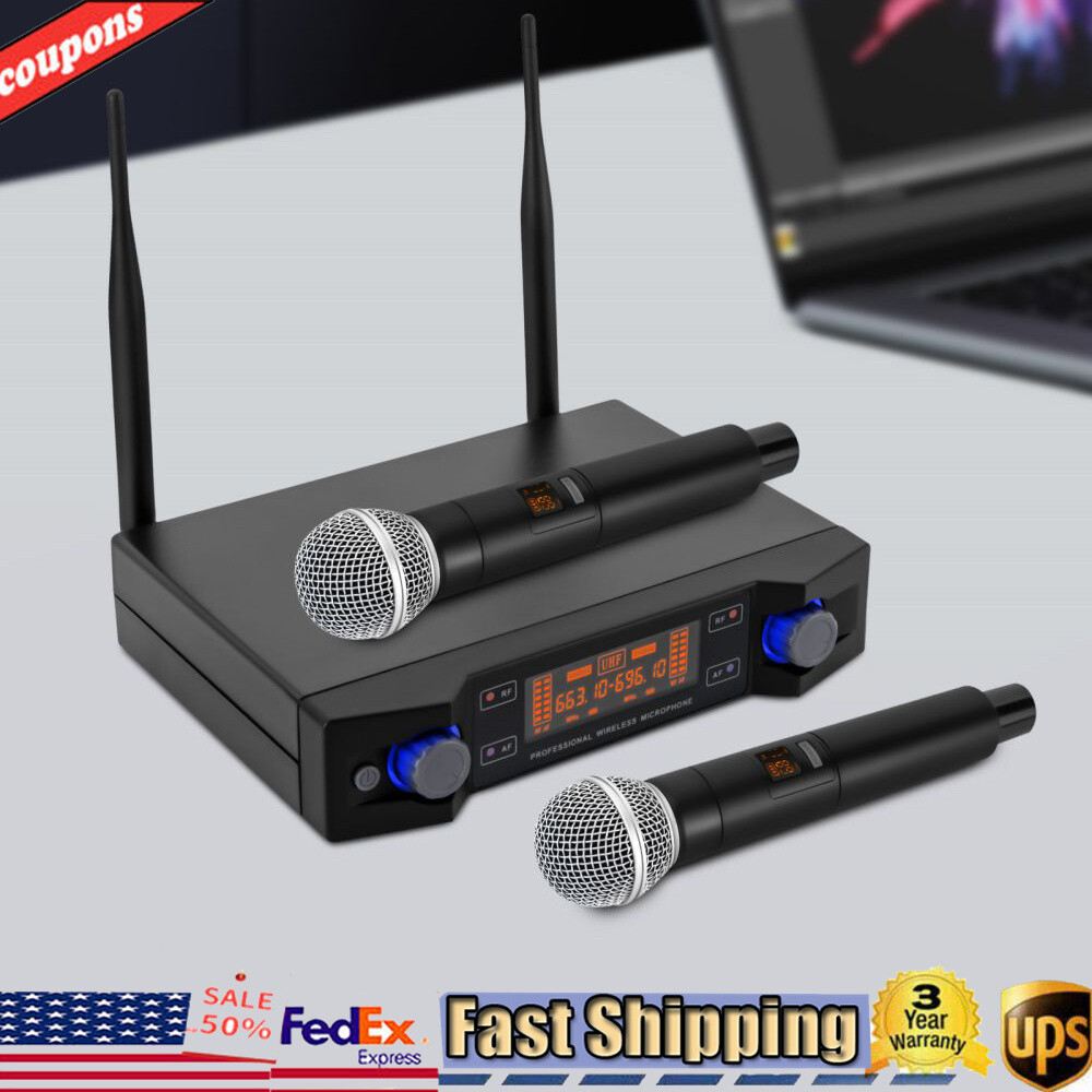 Professional Dual Wireless Microphone System for  SM58 Cordless Mic Set UHF