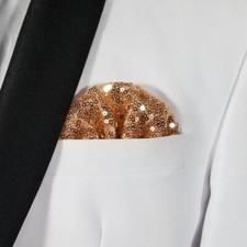 NEW - Men's Sequin Pre-Folded Pocket Square Insert - Rose Gold