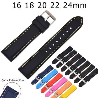 Stitching Rubber Watch Band 20mm 16mm 18mm 22mm 24mm Silicone Strap Wristbands