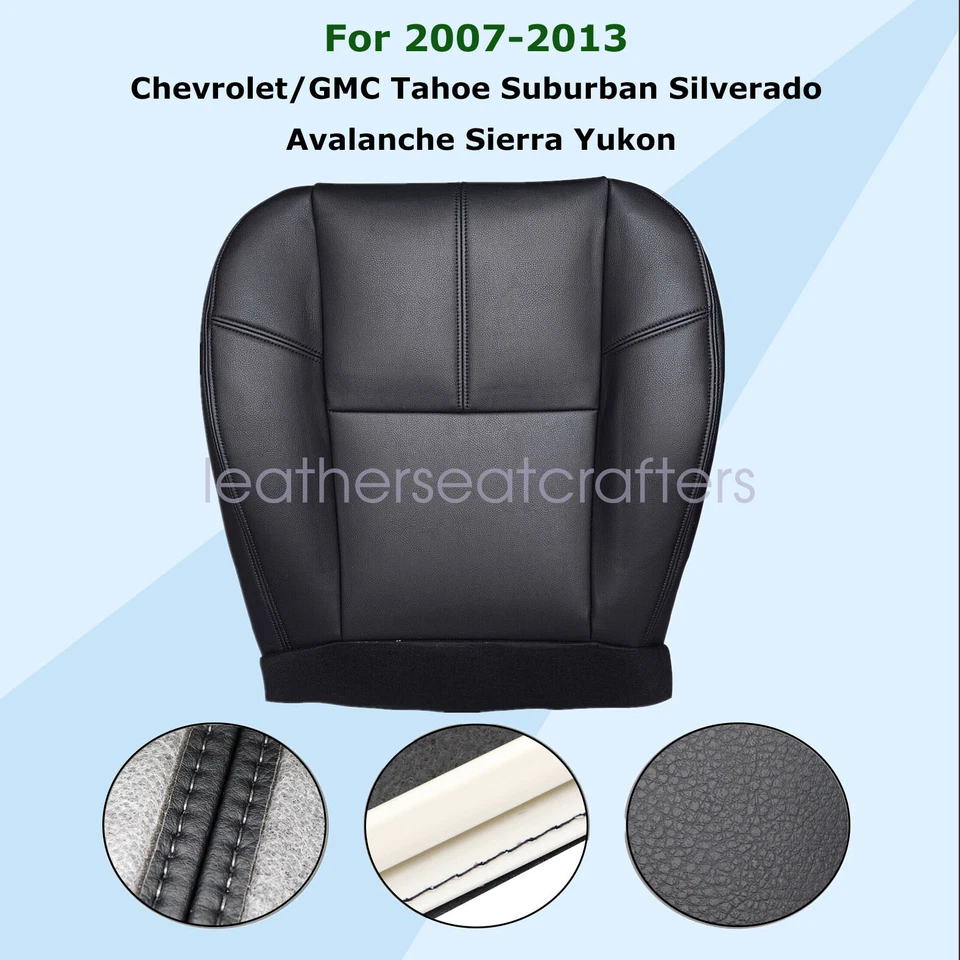 Cubierta de asiento de cuero negra inferior para Chevy Silverado 1500 2500 HD 2007-13 Foto 2 de 4