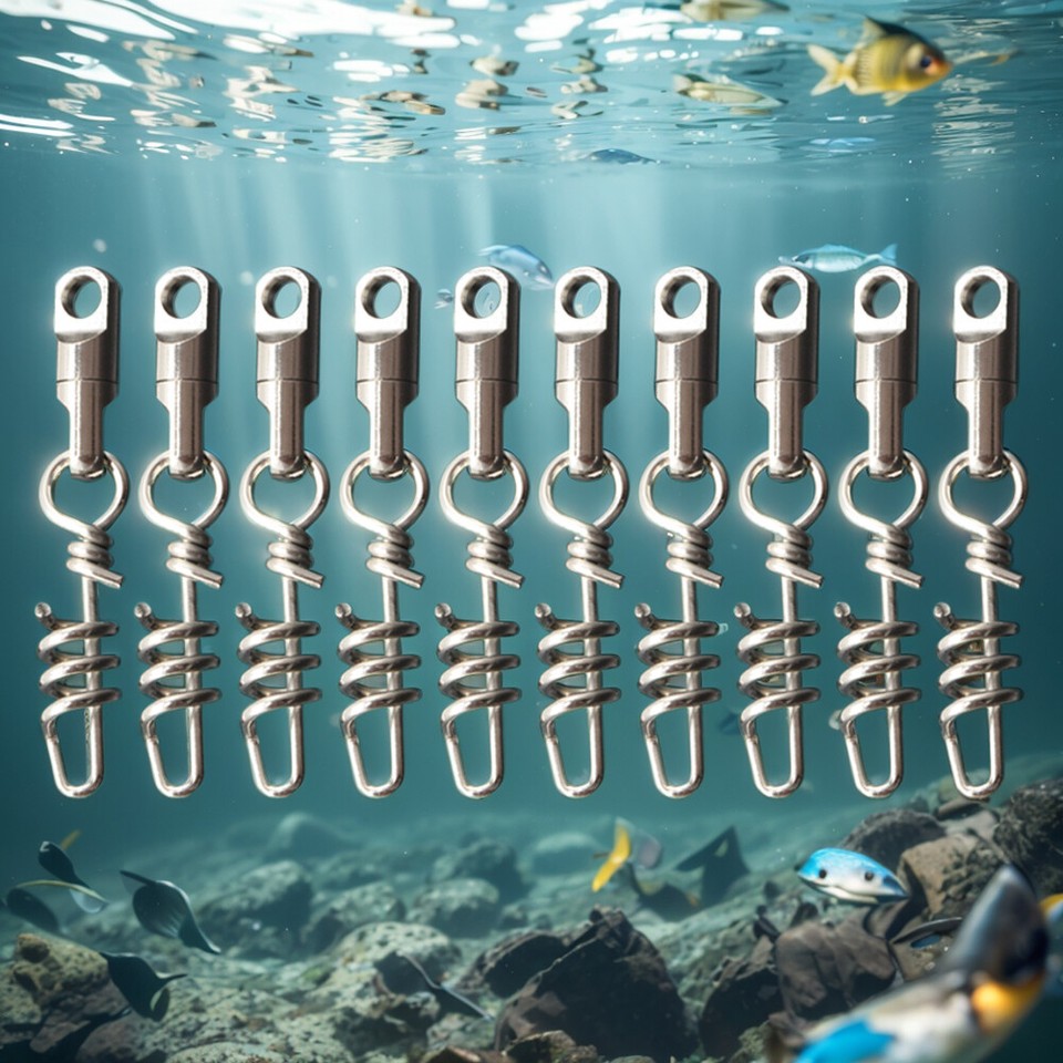 10Pcs Fishing Swivel Snaps Fishing Corkscrew Swivels for Saltwater