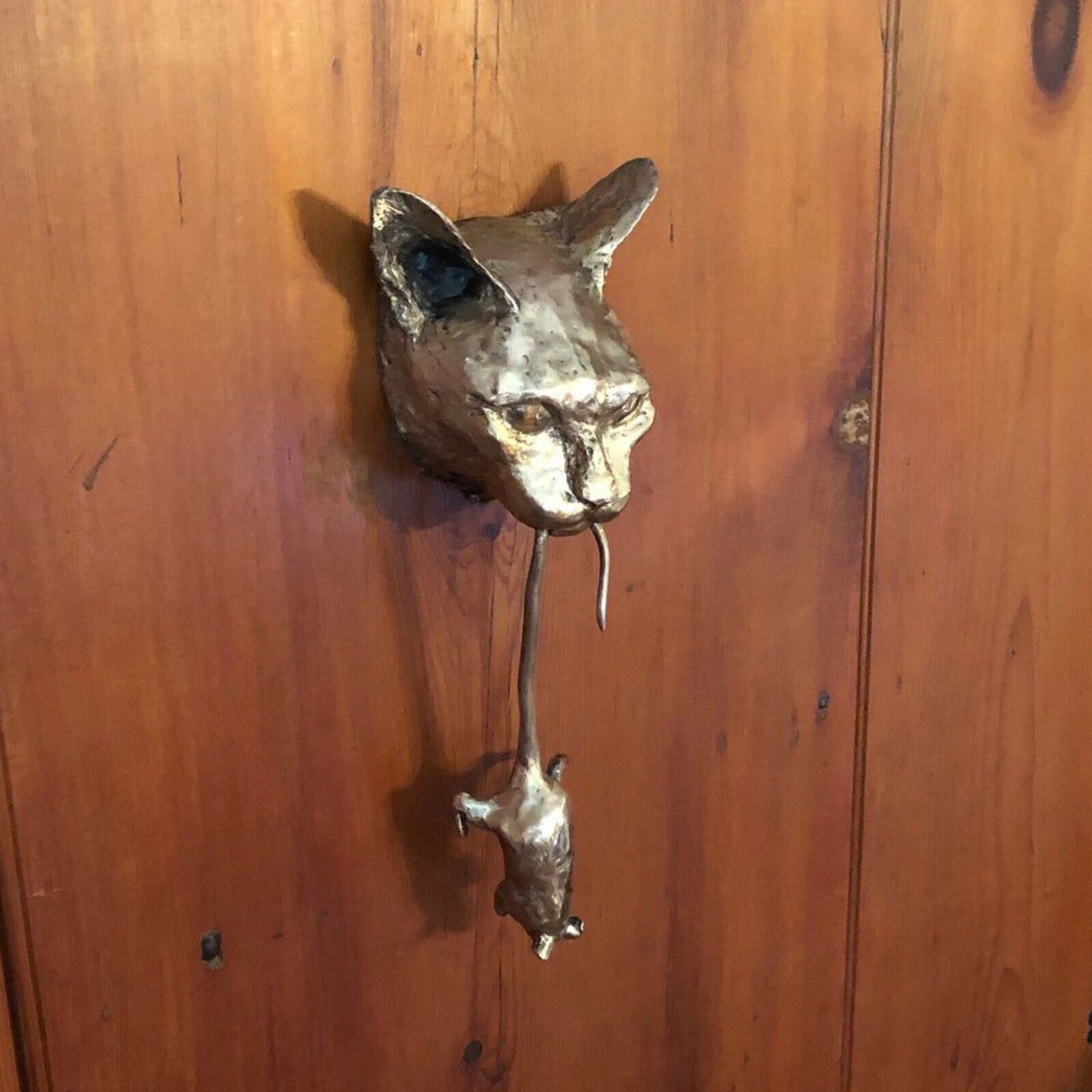 Cat Head And Mouse Door Knocker Sculpture Ornament Fairy Garden Statue Home Deco eBay