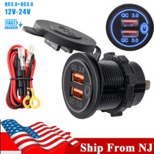 Car Charger Socket Qc 3.0 Dual Usb Port Fast Charging Outlet Cigarette Lighter