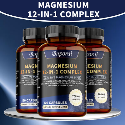 Magnesium 12 in 1 Complex - for Women & Men   Muscle, Nerve & Sleep Support